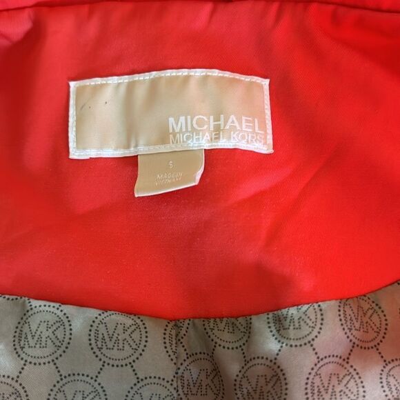 MICHAEL Michael Kors orange water repellent zip front/pockets logo lined jacket. - Picture 7 of 7
